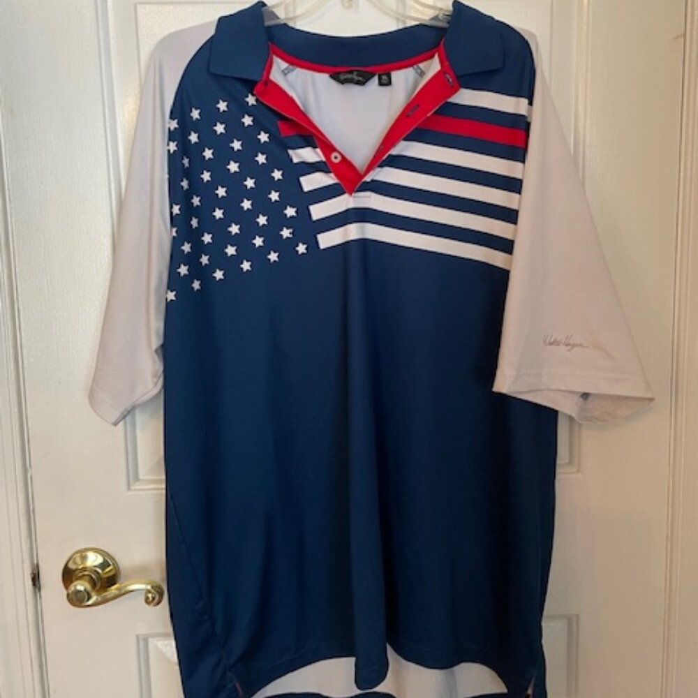 Golf Polo Walter Hagan Perfect 11 USA Stars and Stripes size XL Poly blend